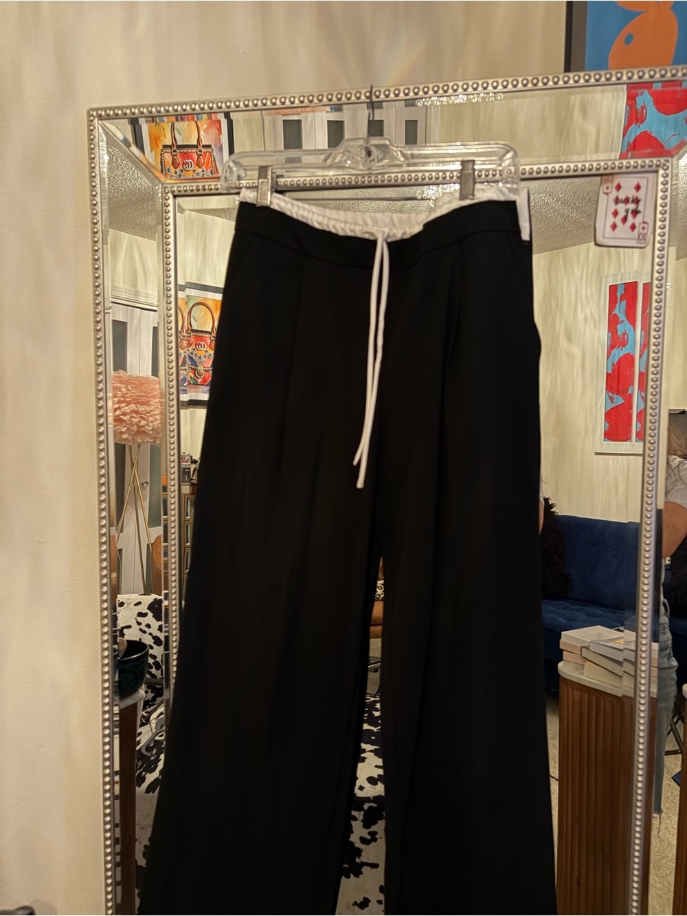 Zara Black Wide-Leg Drawstring Pants